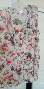 White flower ruffle blouse top